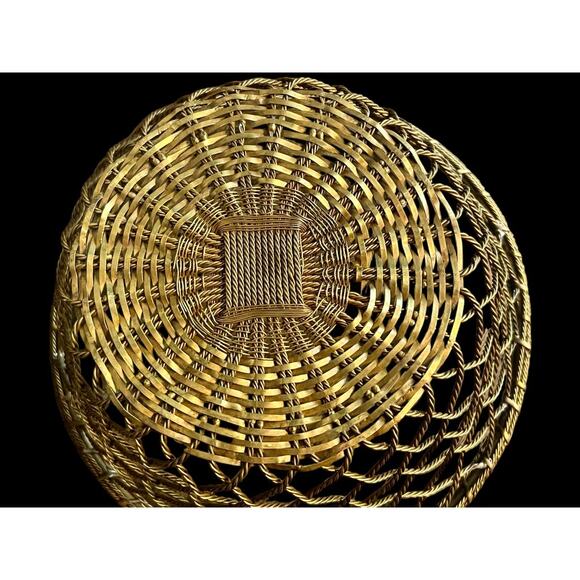 Vintage Brass Wire Basket-Hand Woven Metal-Mid Century Farmhouse Decor MCM - Picture 3 of 7